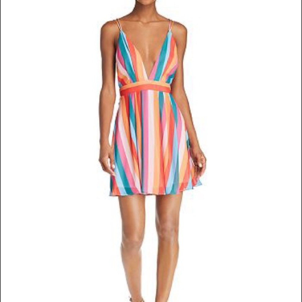 NWOT Aqua Rainbow-Stripe Open Back Mini Sz S